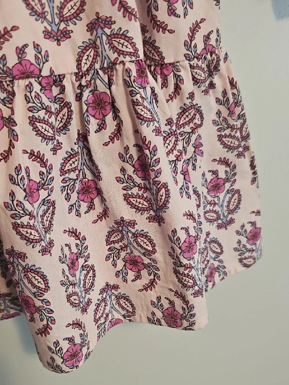 Crewcuts Girls' Pink Floral Tiered Long-Sleeve Dress